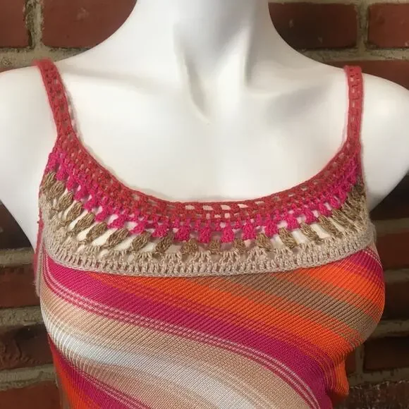 Pink Crochet Knit Tank Top sz S - Picture 4 of 8